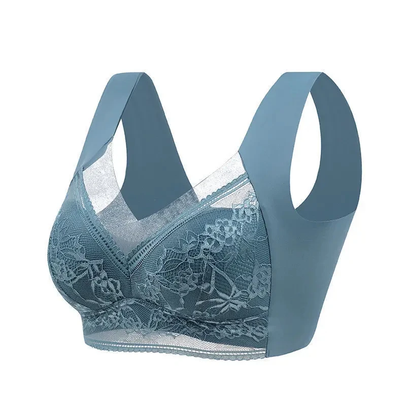 Women’s Lace V-Neck Full Cup Push Up Bra Seamless Breathable Lingerie Top