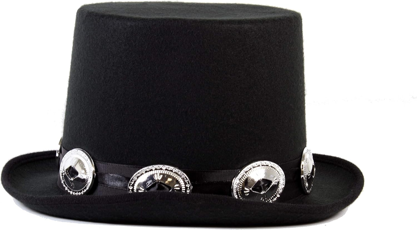 Black Buckled Guitar Hero Rocker Top Hat – Fancy Dress Party Costume