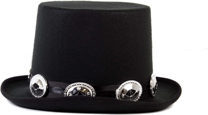 Black Buckled Guitar Hero Rocker Top Hat – Fancy Dress Party Costume