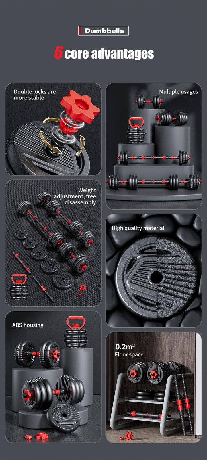 4-in-1 Adjustable Dumbbell Set 22lb – Multi-Function Home Gym Weight Equipment