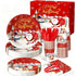 175PCS Christmas Party Supply Set Plates Cups Napkins Utensils Snowflakes Xmas