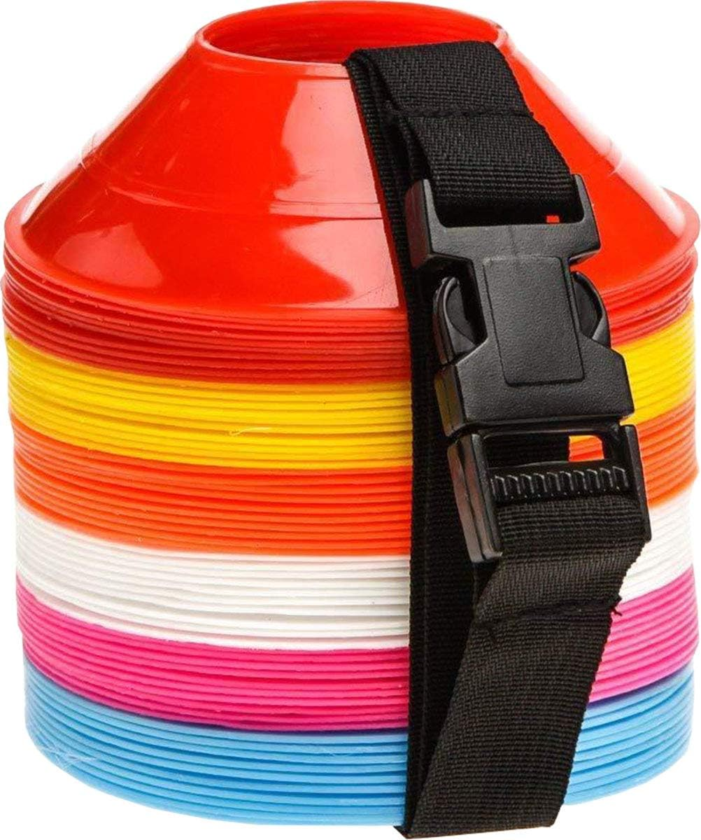 Mini Disc Cones Set of 60 – Agility Soccer Football Training Markers with Strap