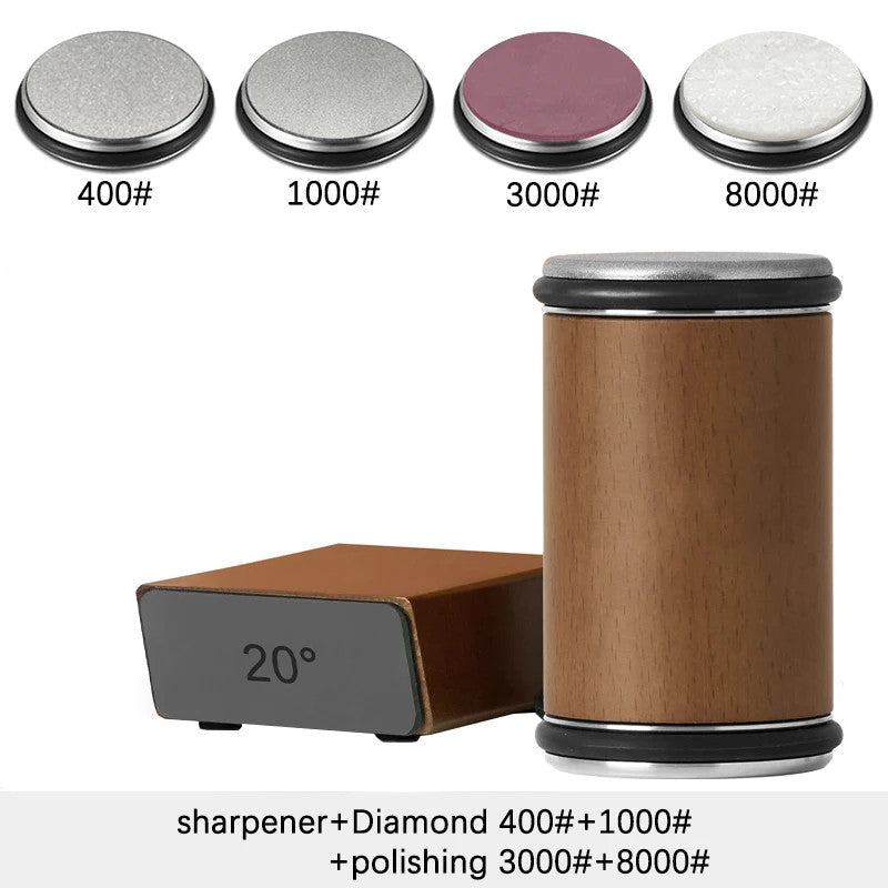 Rolling Knife Sharpener Double Sided Diamond Sharpening Stone 15/20° Degree Magn