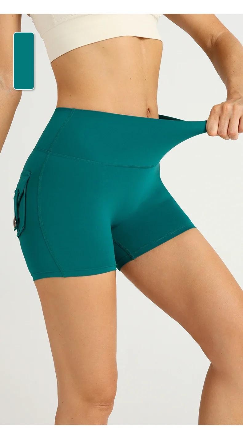 High Waist Yoga Shorts with Pockets Gym Workout Sports Tights Exercise Fitness