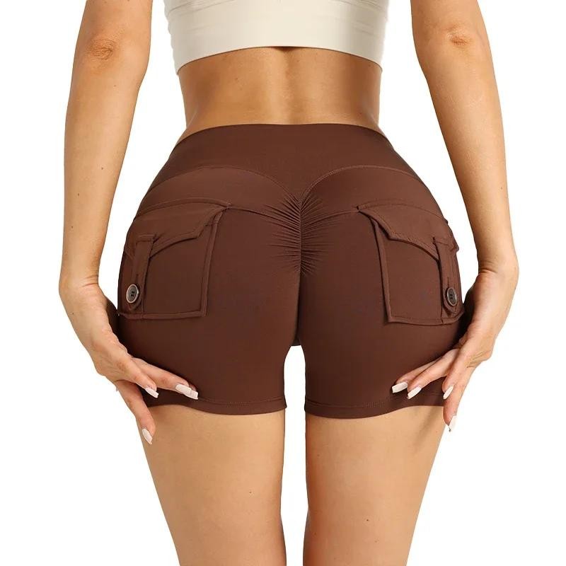 High Waist Yoga Shorts with Pockets Gym Workout Sports Tights Exercise Fitness