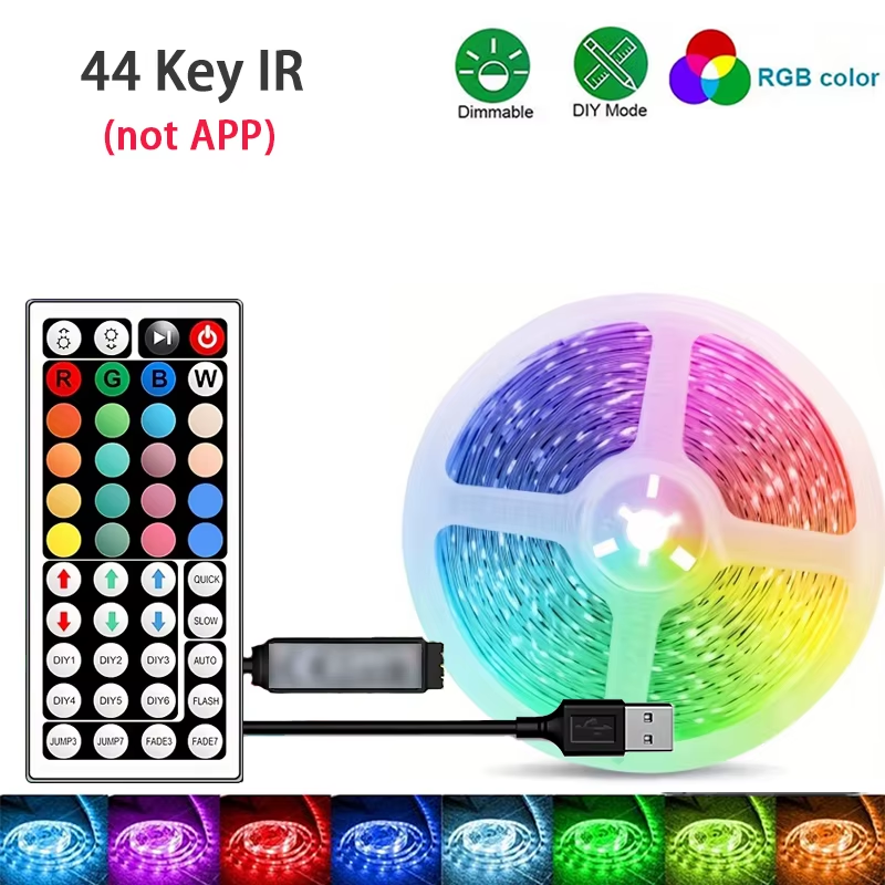 RGB LED Strip Lights 44 Keys APP Music Sync Remote USB 5V Flexible Tape Light