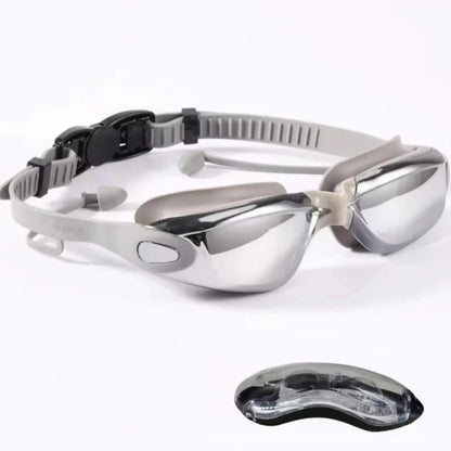 Pro Adult Anti-Fog Swimming Goggles with Earplugs, Leak-Proof UV Eyewear