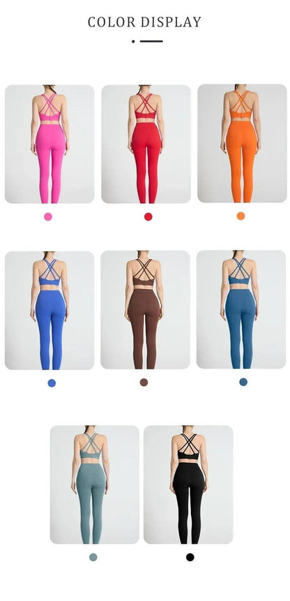 2 Piece Yoga Clothes Women’s Tracksuit Athletic Pilates Fitness Gym Wear Set