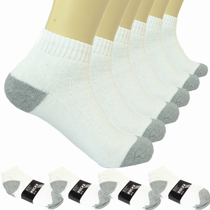 3-12 Pairs Men’s Cotton Sports Socks – Ankle, Quarter & Crew, 2-Tone, Size 9-13