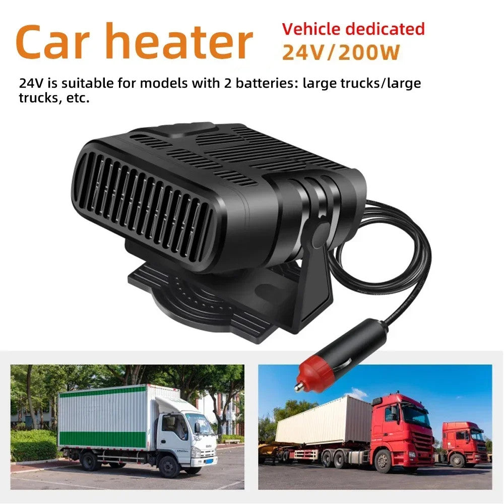 12V/24V Portable Car Heater & Cooling Fan Defroster Fast Windshield Demister