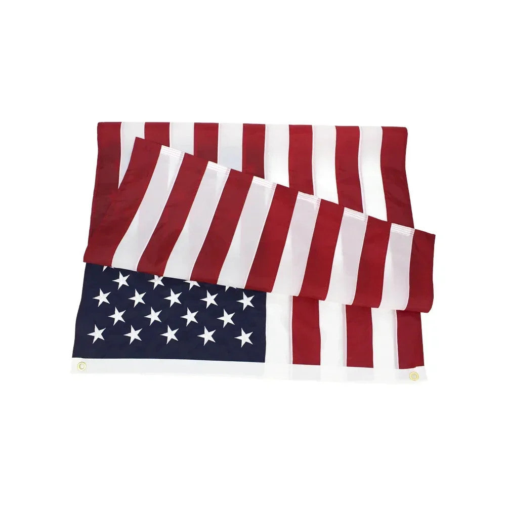 Heavy Duty USA Flag Waterproof Nylon with Embroidered Stars and Sewn Stripes Out