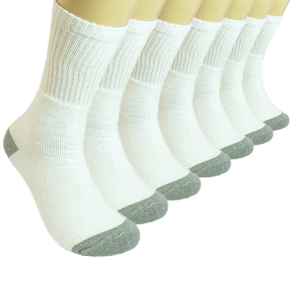 3-12 Pairs Men’s Athletic Cotton Crew Socks – White, 2-Tone, Sports Sizes 9 - 13