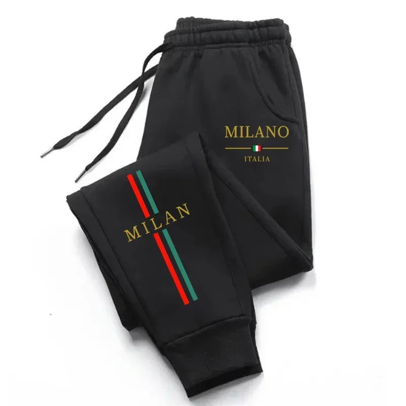 Milan City Print Jogger Pants Unisex Autumn Winter Casual Sports Sweatpants