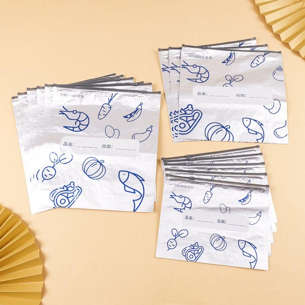 10PCS Aluminum Foil Zip Lock Food Storage Bags | Freezer Stand Up Kitchen Bags