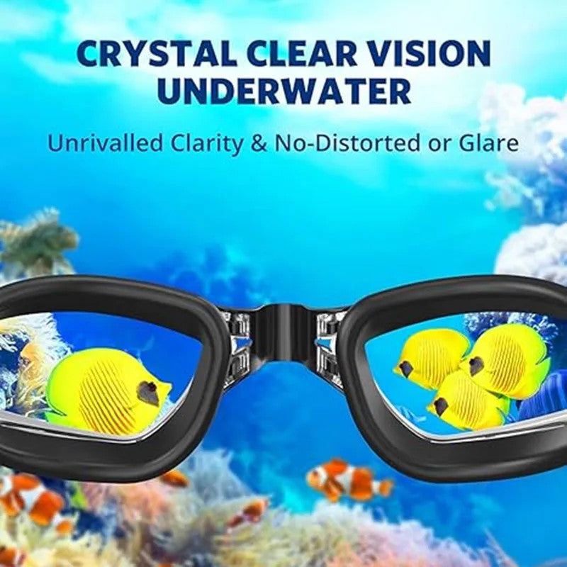 Pro Adult Anti-Fog Swimming Goggles with Earplugs, Leak-Proof UV Eyewear