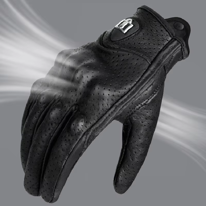 Winter Motorcycle Leather Gloves Men Women Carbon Fiber Breathable Full Finger
