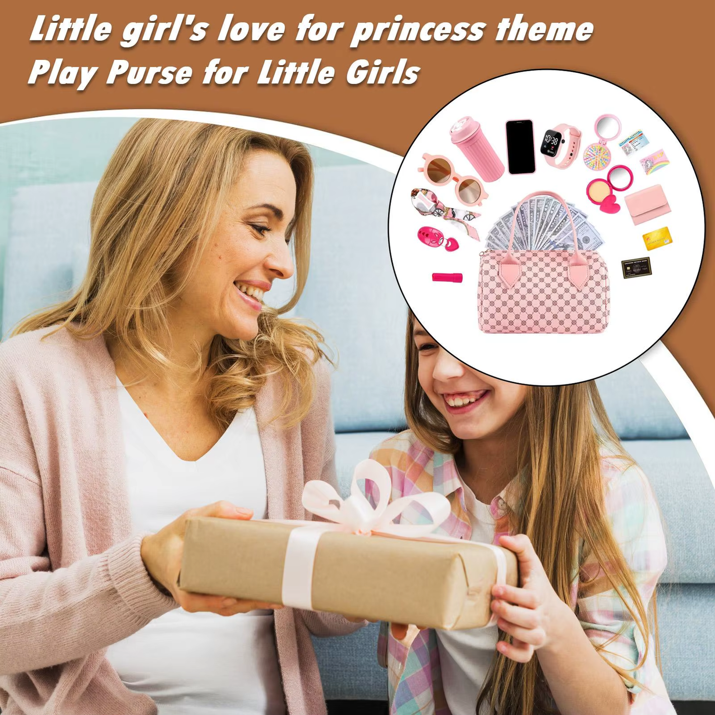 Girls Pretend Play Purse & Makeup Toy Set – Princess Accessories Gift Kit