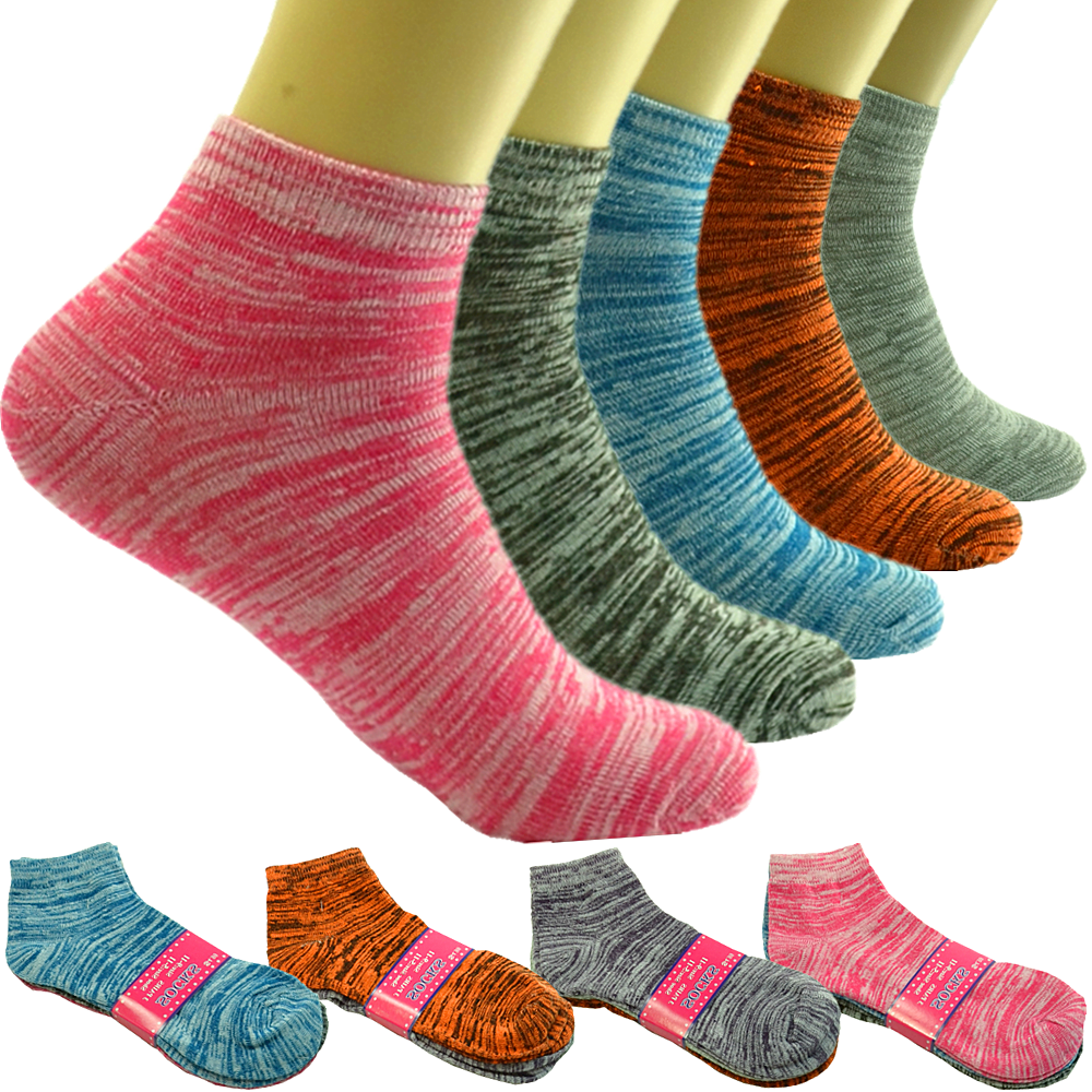 3–12 Pairs Women’s Cotton Ankle / Quarter Crew Socks – Thin, Casual, Size 9-11