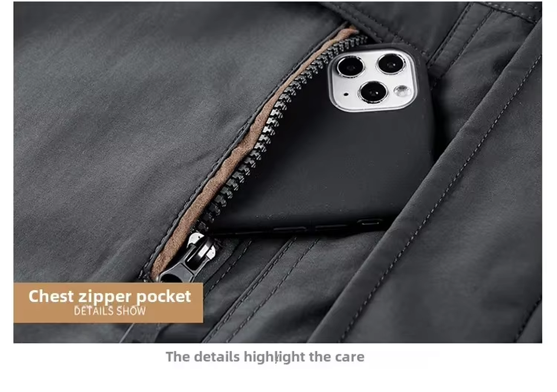 Men’s Winter Cotton Jacket with Detachable Hood, Stand Collar Outdoor Coat