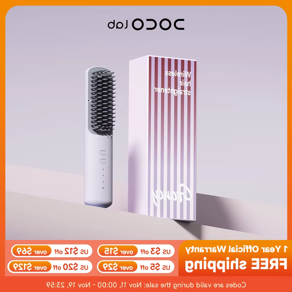 DOCOLAB Cordless 2-in-1 Straightener & Curler USB Ionic Brush 30s Heat-Up