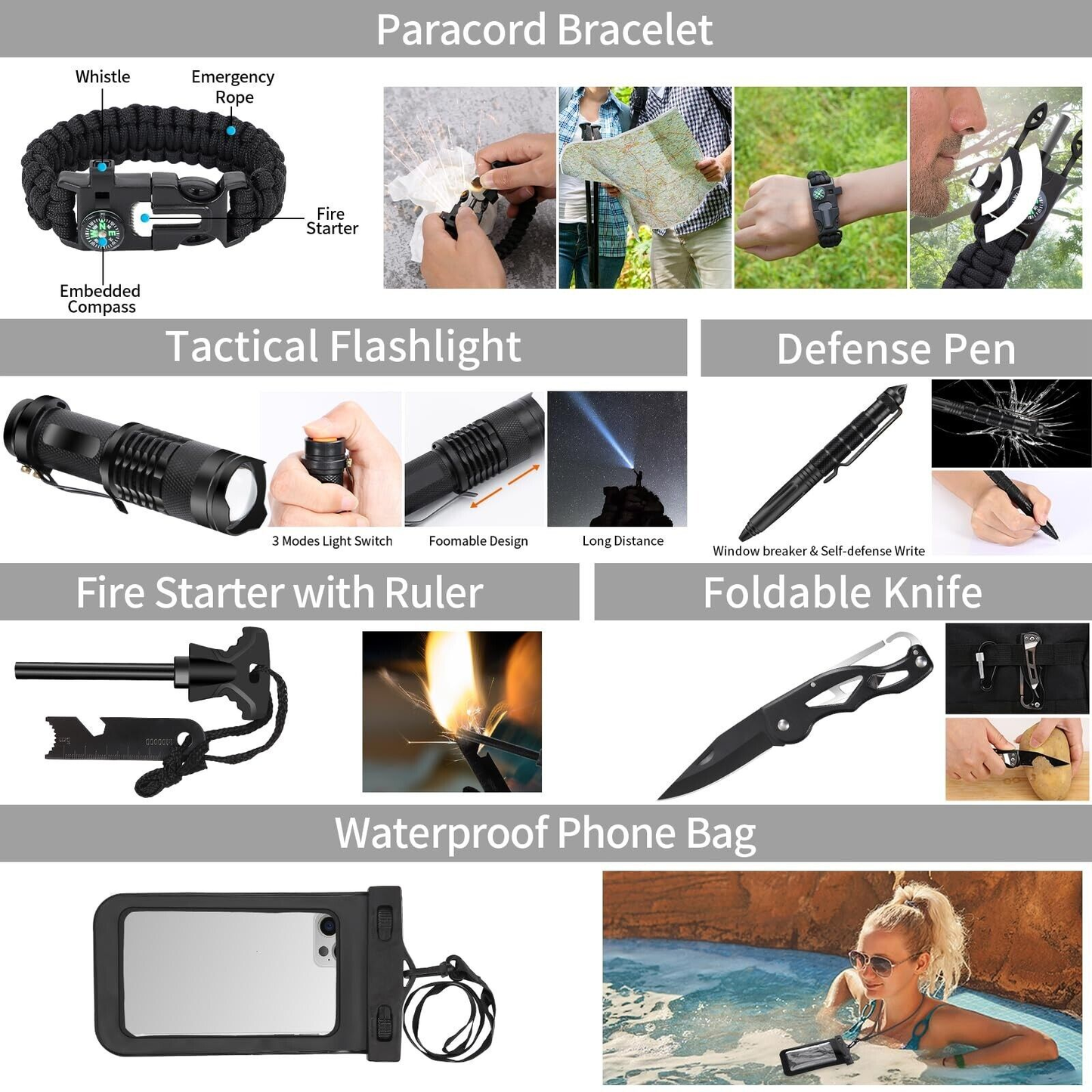 142PCS Survival Kit – Professional Camping & Outdoor Emergency Gear ,Molle Pouch