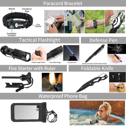 142PCS Survival Kit – Professional Camping & Outdoor Emergency Gear ,Molle Pouch