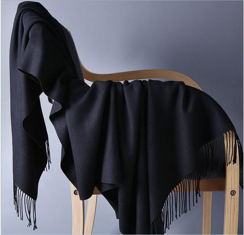 Unisex Oversized 100% Cashmere Blanket Shawl Wrap Scottish Wool Solid Scarf Warm