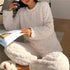Women’s Soft Coral Velvet Jacquard Pajama Set Warm Winter Cozy Loungewear