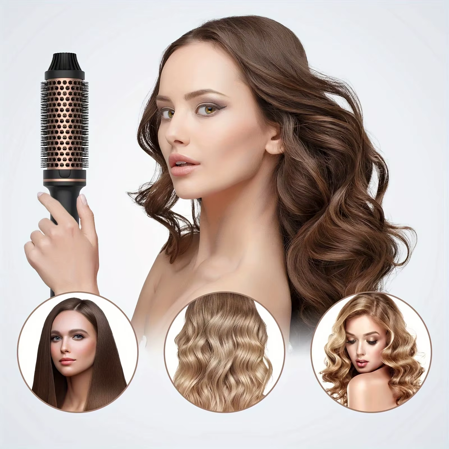 Hair Curler Straightener Hot Comb Heated Brush Anti-Scald Christmas Gift