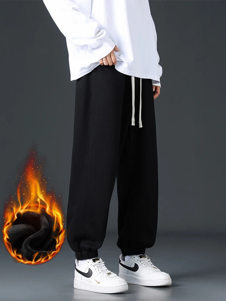 Men’s Winter Fleece Jogger Pants Thick Warm Knitted Sweatpants M–8XL