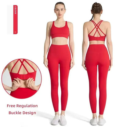 2 Piece Yoga Clothes Women’s Tracksuit Athletic Pilates Fitness Gym Wear Set