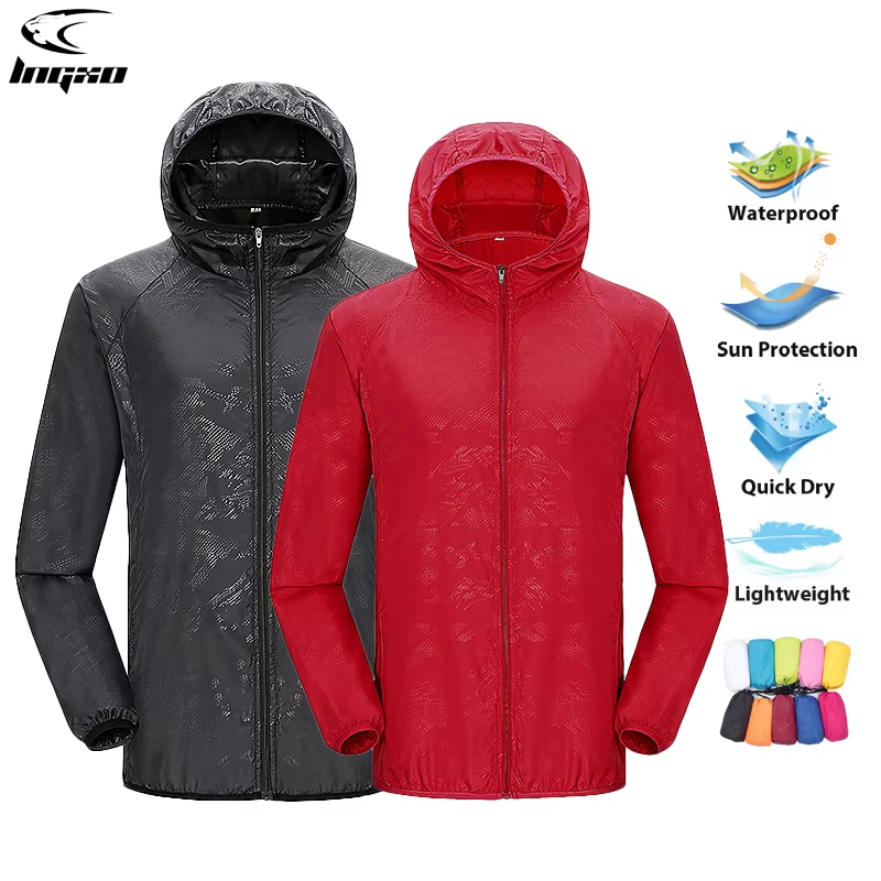Unisex Waterproof Hiking Jacket Quick-Dry Windbreaker Outdoor Trekking Rain Coat