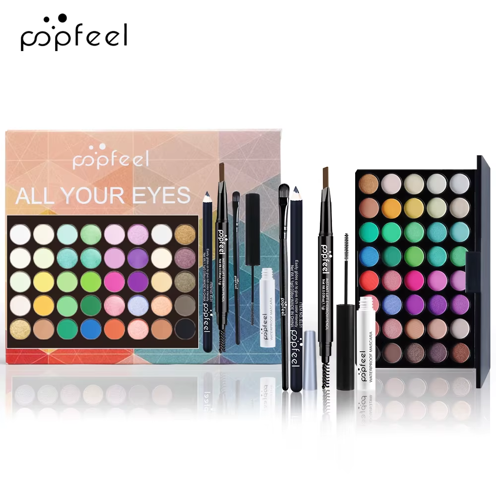 Eye Makeup Set Eyeshadow Palette, Eyeliner, Mascara, Eyebrow Pencil | Tool Box