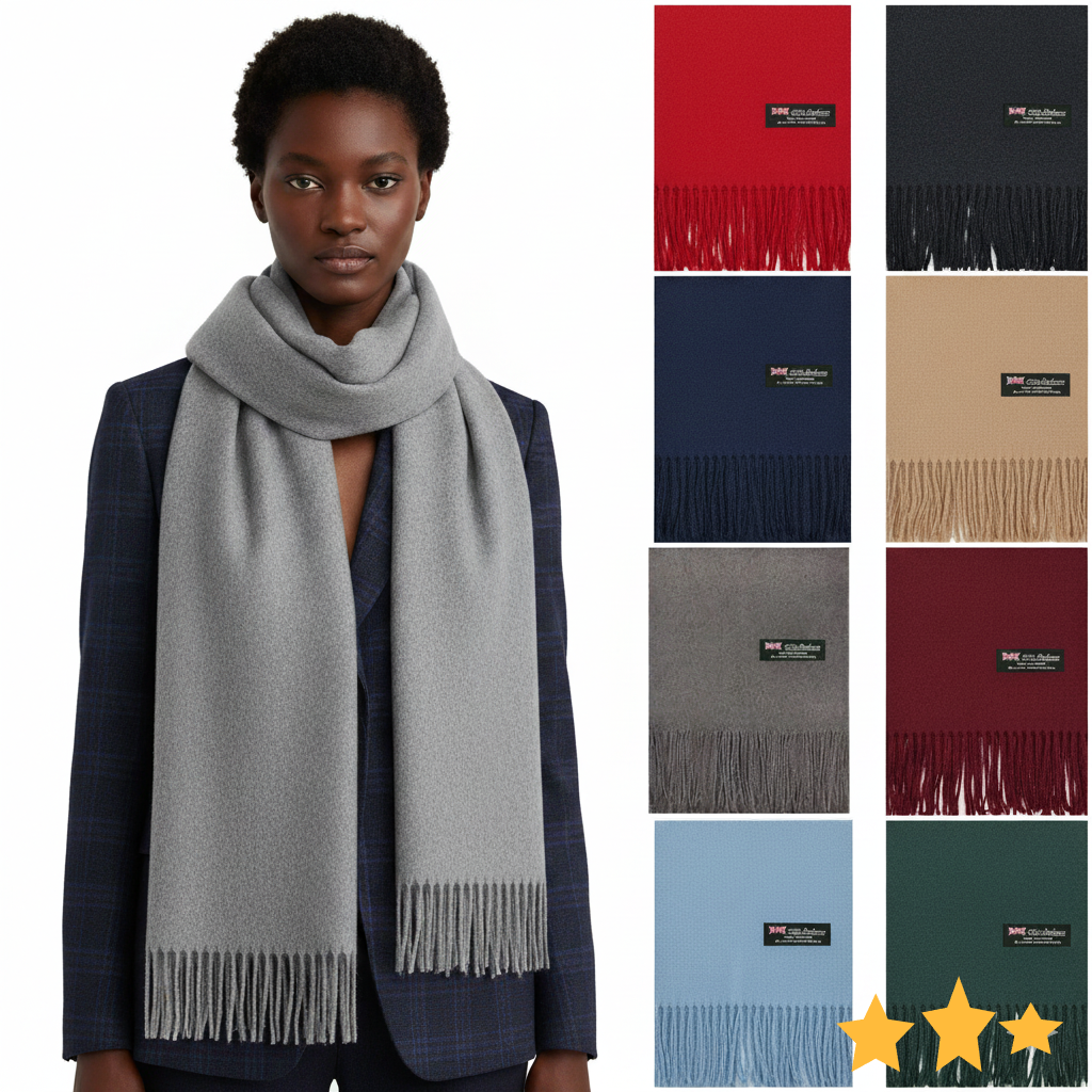 Unisex Oversized 100% Cashmere Blanket Shawl Wrap Scottish Wool Solid Scarf Warm