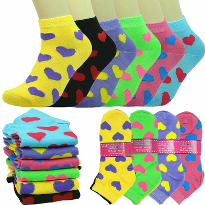 Women 6-12 Pairs Cotton Socks – Low Cut, Quarter & Ankle, Assorted , Size 9-11
