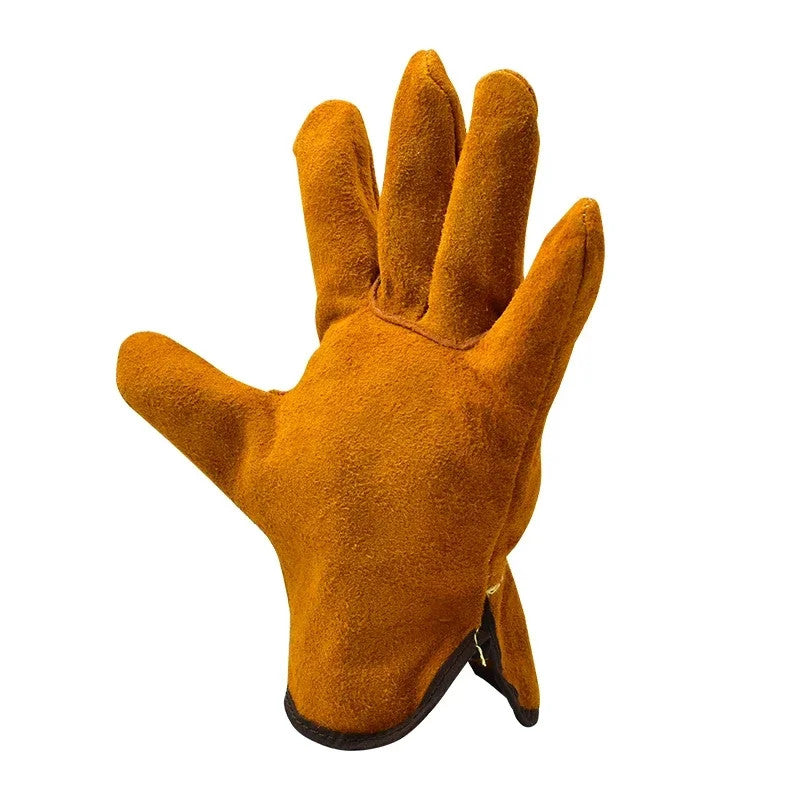 Men’s Cowhide Leather Work Gloves Heavy-Duty Welding Heat-Resistant Safety Glove