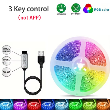 RGB LED Strip Lights 44 Keys APP Music Sync Remote USB 5V Flexible Tape Light