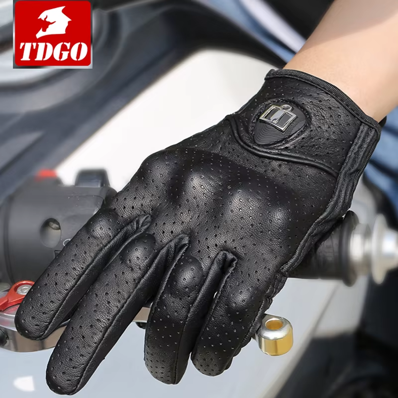 Winter Motorcycle Leather Gloves Men Women Carbon Fiber Breathable Full Finger