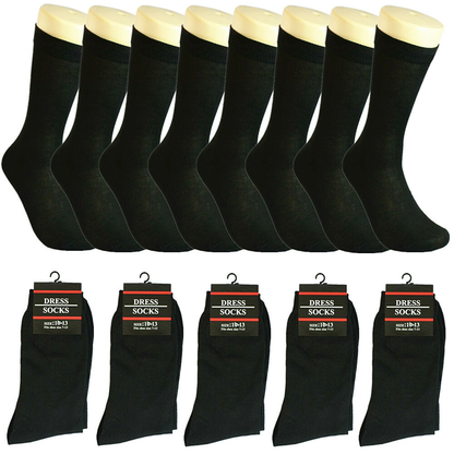 Men’s Solid Black Cotton Socks – 3–12 Pairs, Casual Formal Socks, Size 10–13