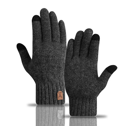 Winter Warm Touchscreen Knitted Gloves Men Velvet Thick Wool Cold-Proof Gloves