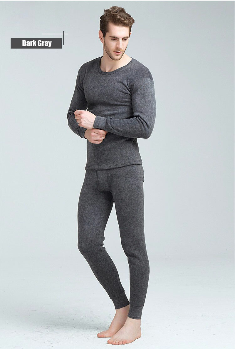 Men’s Winter Thermal Long Johns Set – Fleece 100% Cotton Top & Bottom Underwear