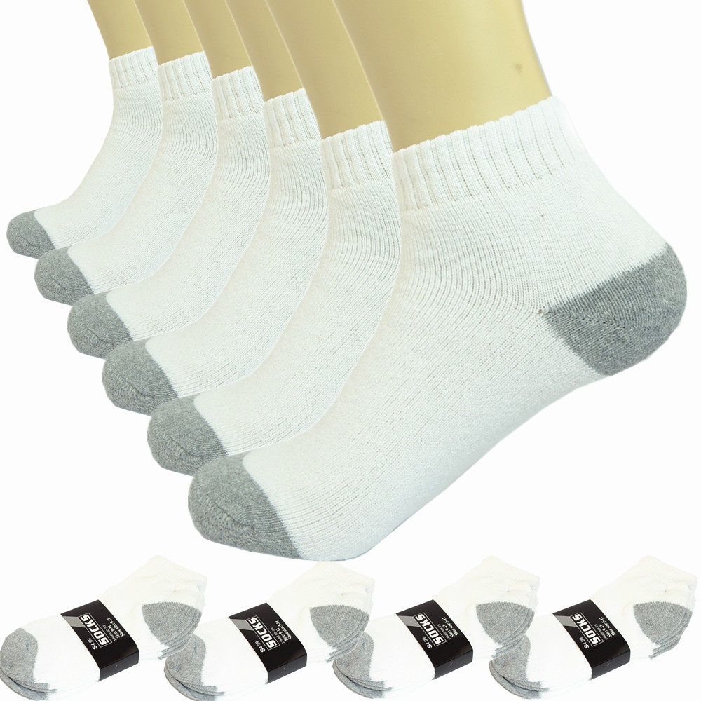 3-12 Pairs Men’s Cotton Sports Socks – Ankle, Quarter & Crew, 2-Tone, Size 9-13