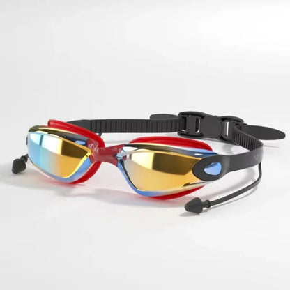 Pro Adult Anti-Fog Swimming Goggles with Earplugs, Leak-Proof UV Eyewear