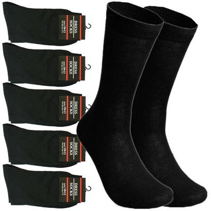 Men’s Solid Black Cotton Socks – 3–12 Pairs, Casual Formal Socks, Size 10–13