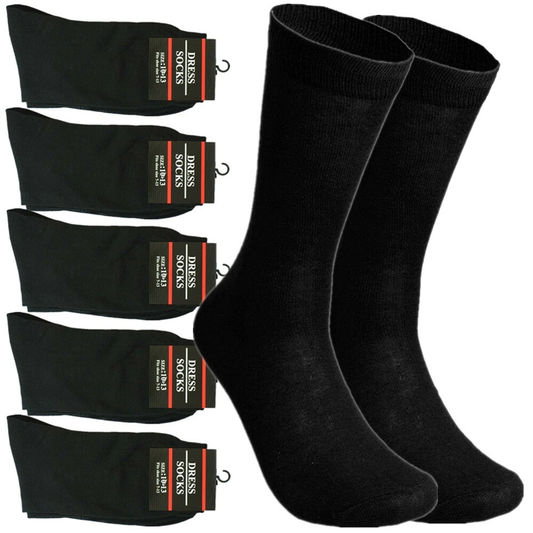 Men’s Solid Black Cotton Socks – 3–12 Pairs, Casual Formal Socks, Size 10–13