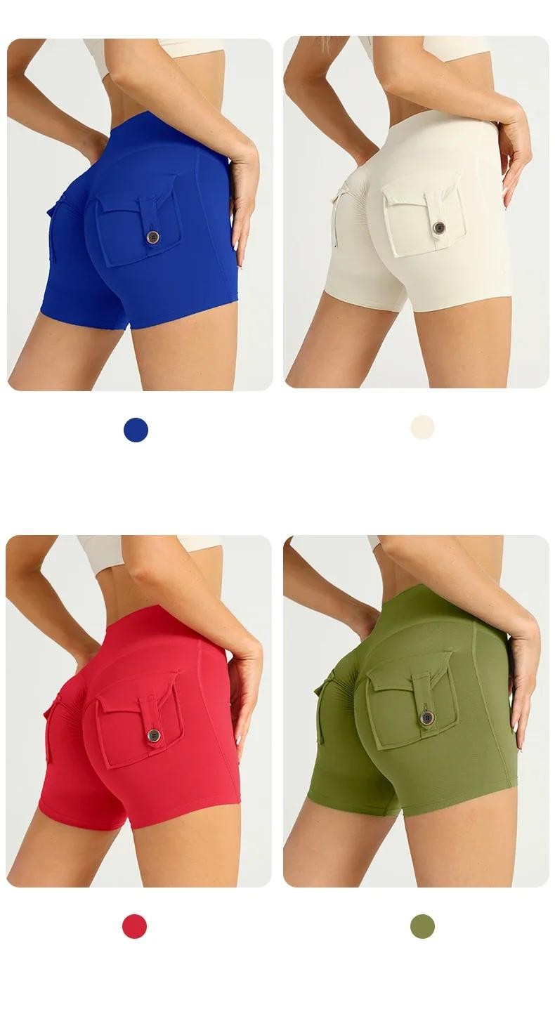 High Waist Yoga Shorts with Pockets Gym Workout Sports Tights Exercise Fitness