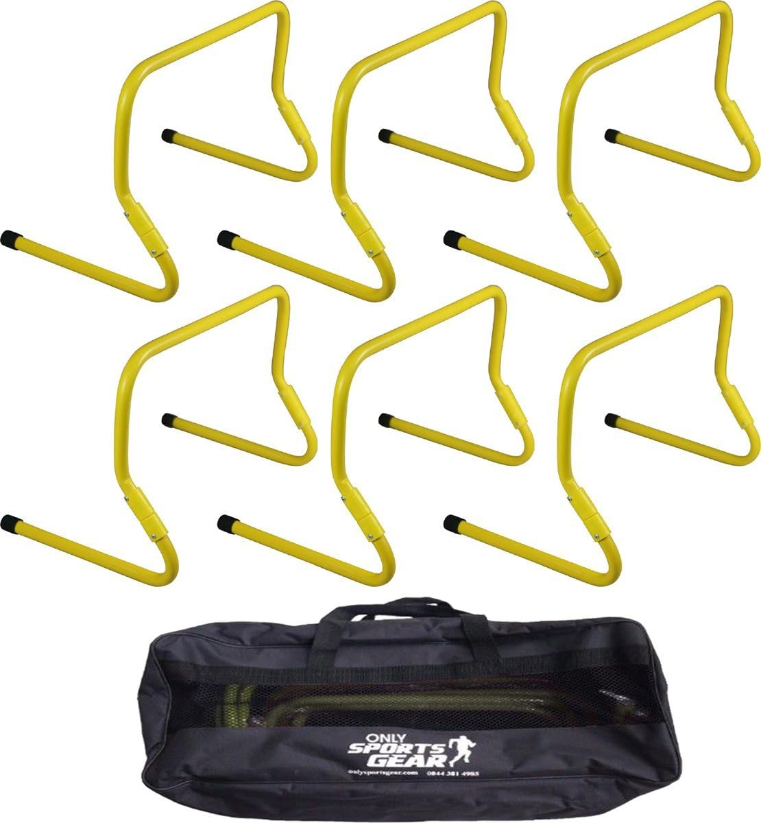 Adjustable Agility Hurdles Set of 6 – 6" to 12" with Carry Bag for Training