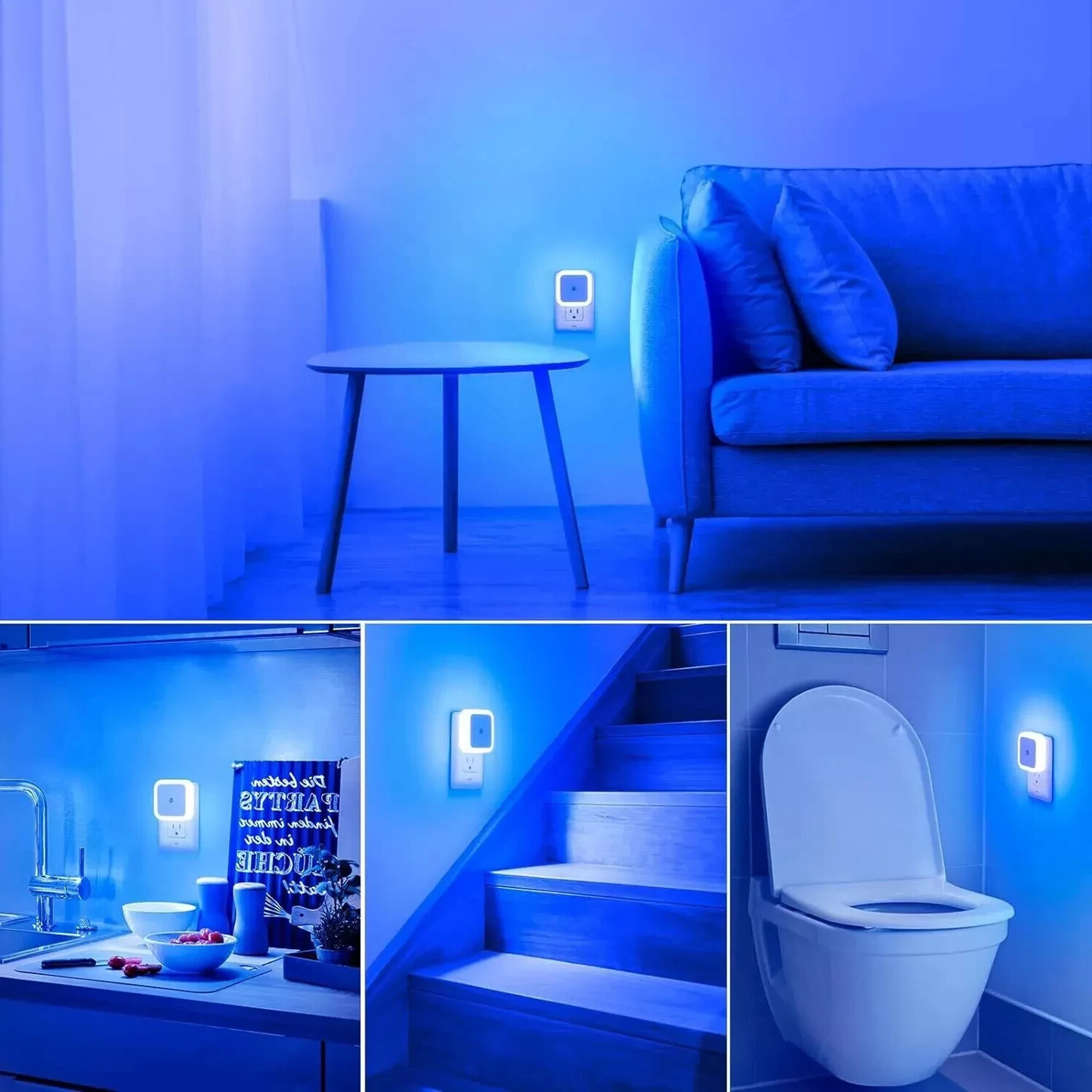 6 Pack LED Night Light Plug-In Dusk to Dawn Sensor Lamp for Bedroom, Kitchen