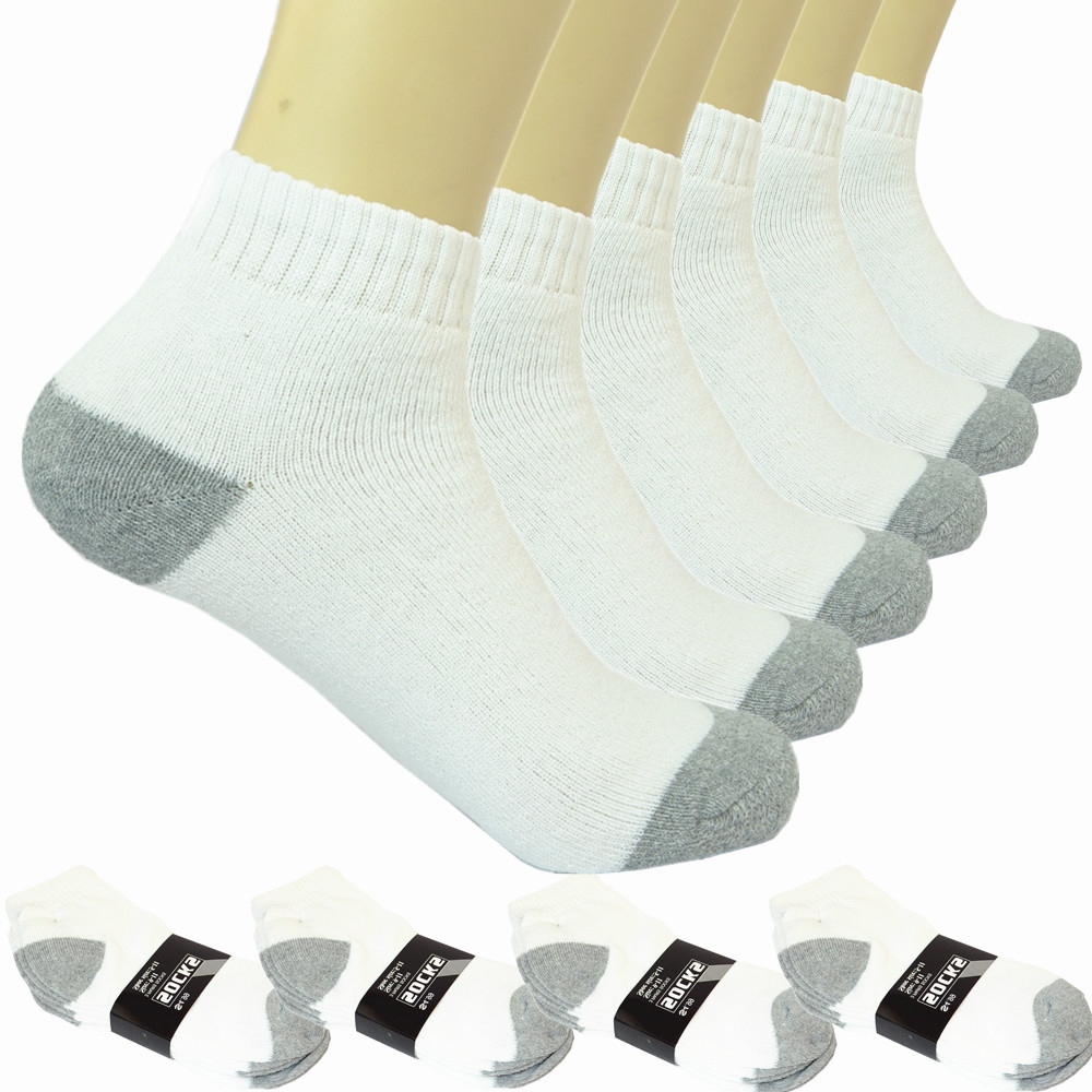 3-12 Pairs Men’s Cotton Sports Socks – Ankle, Quarter & Crew, 2-Tone, Size 9-13