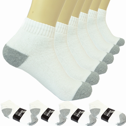 3-12 Pairs Men’s Cotton Sports Socks – Ankle, Quarter & Crew, 2-Tone, Size 9-13